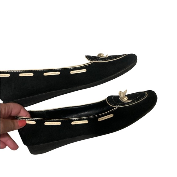 Coach Women's Black and Cream Suede Loafers w/ cute bows-9.5 - Picture 7 of 7